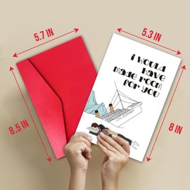 TQDaiker Romantic Movie Valentine's Day Card for Lover,Funny Titanic Love Valentines Cards for boyfriend Girlfriend,Sweet Jack and Rose Love Card,Envelope Included.