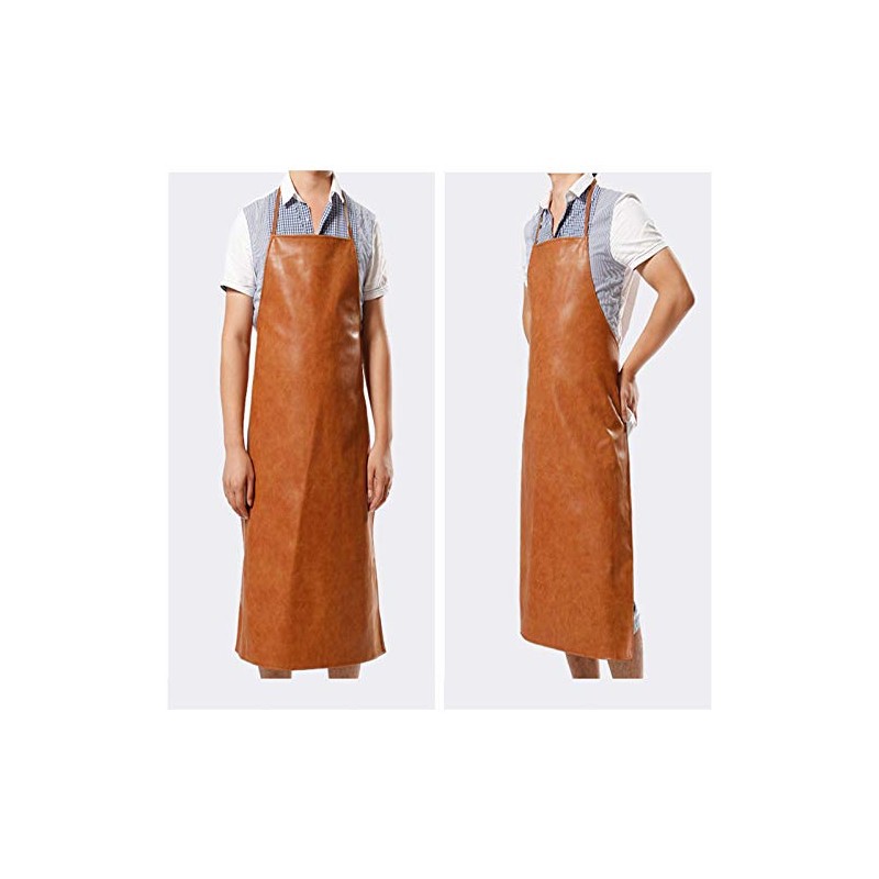 Durable Leather Aprons Waterproof Oilproof Aprons with Polyester Base Cloth