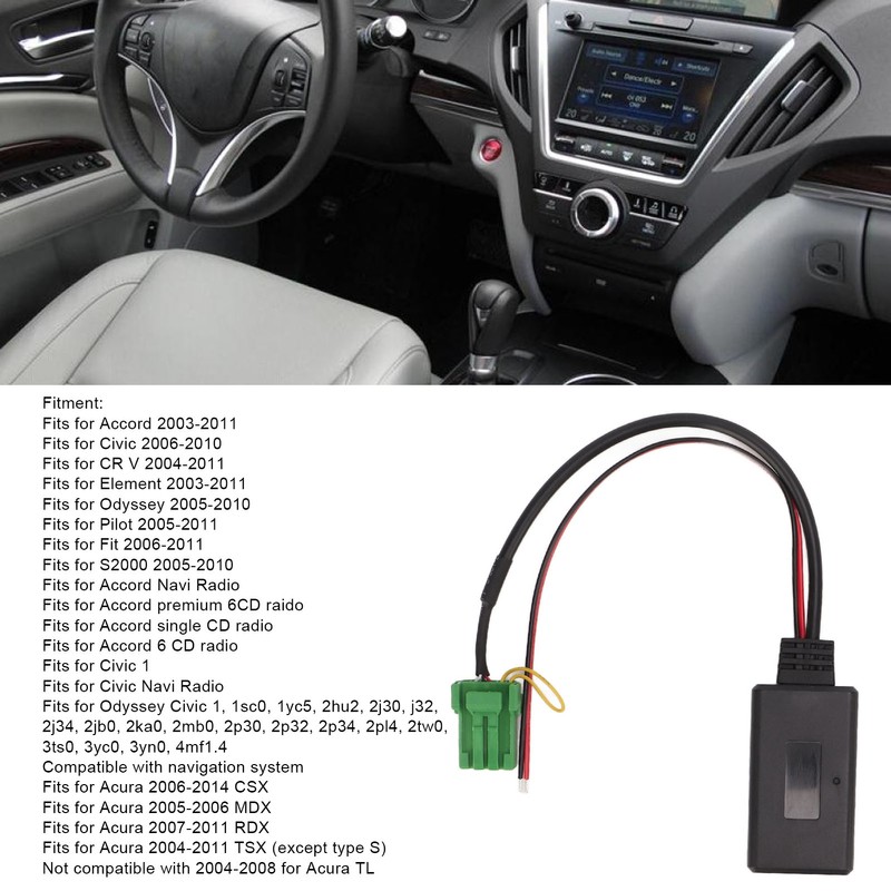 Bluetooth 5.0 Aux Input Audio Music Adapter Cable for Accord