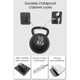 Fridge Lock Refrigerator Lock for Kids with Keys Childproof Combination Lock for Cabinets and Drawers Easy Install No Drilling Multifunctional Child Safety Lock （2 Pack）