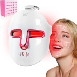 QKIIINQ Máscara facial led terapia de luz, Máscara facial led de 7 colores, Terapia de luz, Eliminación de Acné, Para uso doméstico y en salones de belleza
