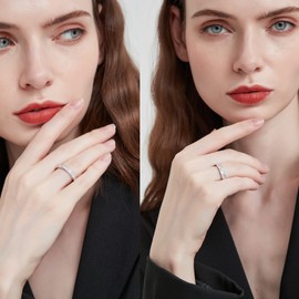 3.15 Carat Eternity Bands for Women, DF Color VVS Clarity Princess Cut Moissanite Rings for Couples,Sterling Silver with 18K White Gold Plated Wedding Rings for Women (5)