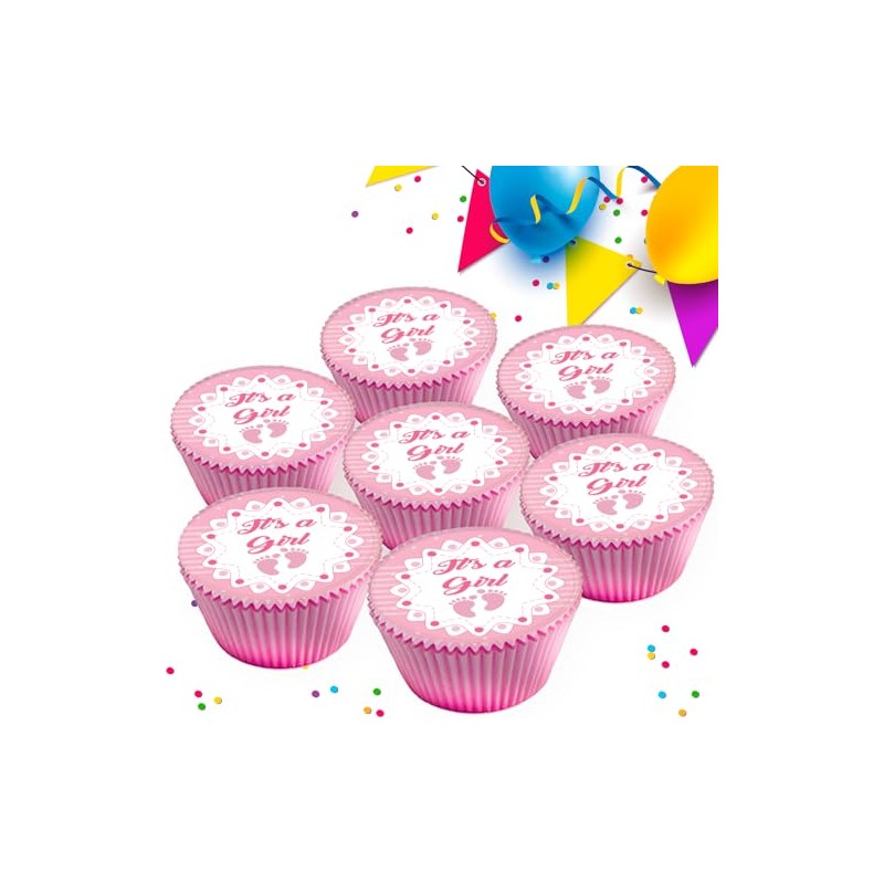 ITS A GIRL BABY SHOWER NEW BABY PINK EDIBLE ICING