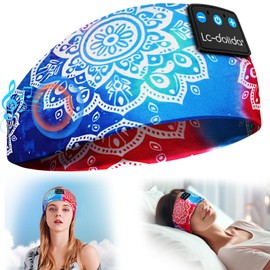 LC-dolida Sleep Mask with Bluetooth Headphones, Painting Sleep Headphones Bluetooth Headband for Sleeping Sports Sleep Mask for Side Sleeper, Best Gift and Travel Essentials