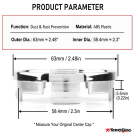RTRHINOTUNING 4PCS 63mm Wheel Center Caps Compatible with RAM 1500 2500 3500 4500 5500 Pickup Rim Caps 2003-2016#52110398AA, OD: 2.48"(63 mm) ID: 2.3"(58.4 mm) Chrome Silver Hub Caps