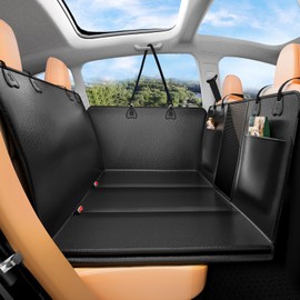 YFChangle PU Leather Back Seat Extender for Dogs, Waterproof & Scratch-Proof, Supports Up to 500Lbs, Black, Universal Fit for Car, SUV & Small Truck