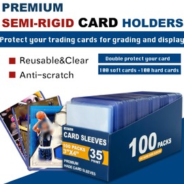 Nixitlo 800 Top Loaders for Cards for Baseball, Football, MTG Cards, Ultra-Clear Protectors for Trading Collectibles (400 Hard Sleeves+400 Soft Sleeves)