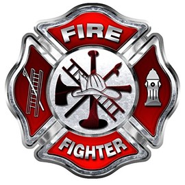 Reflective Firefighter Red Maltese Cross Sticker