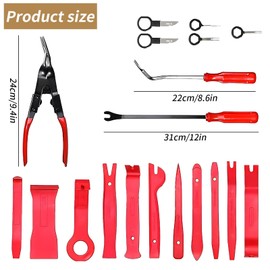 Automotive Accessories Disassembly Kit, 19 PCS Plastic Rivet Removal Pry Tool Repair Kit with a Portable Tool Kit, for Vehicle Dash Audio Door Panel Window Molding