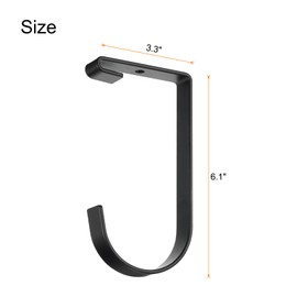 sourcing map 6pcs Garage Flat Hooks 3.3" x 6.1" Metal Add-On Storage Hook Ceiling Wall Shelving Hook Overhead Thickened Flat Hooks for Hanging Bicycle Cords Tools, Black