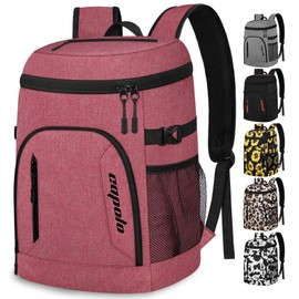Capolo Cooler Backpack 30 Cans, Insulated Backpack Cooler Leak Proof Large Capacity Thermal Bag Beverage Soft Cooler Bag Lunch Camping Travel Picnic Hiking for Men Women Red