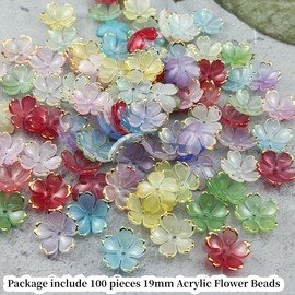 YHYPOCI 100pcs Acrylic Flower Beads, 19mm Cherry Blossom Acrylic Beads Gradient Flower Beads Spacer Beads for DIY Crafts Bracelet Necklace Earrings Jewelry Making(Mix Colors)