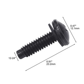 Evecad 12-24 Rack Screws, Cage Mount Screws with Nylon Rack Washers for Music Studio/Network/Cabinet, Black, 50 PCS