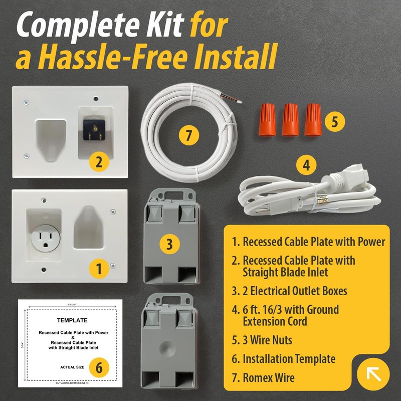 DataComm Electronics Recessed Pro-Power Kit with Straight Blade Inlet &