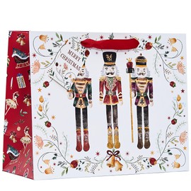 Design By Violet Merry Christmas Nutcracker Design Shopper Gift Bag with Gift Tag - Large - Gift Bag for Christmas, Gift Wrap, Christmas Wrapping Paper, Xmas, Festive Gift Bag