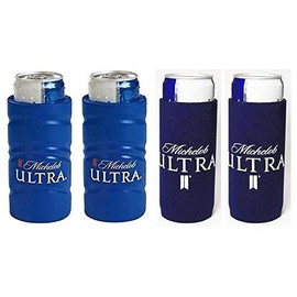 Michelob Ultra Slim Line Can 2 Thick Foam Cooler & 2 Neoprene Huggie Can Coolie Set