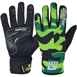 Grip Active Winter Cycling Gloves Water Resistant Windproof BMX Anti-Slip with Reflective Sticker (S, Fluorescent Green Camo)