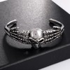 EENSYWEENSY Gothic Skull Cuff Bracelet, Stainless Steel Skeleton Hands Bangle