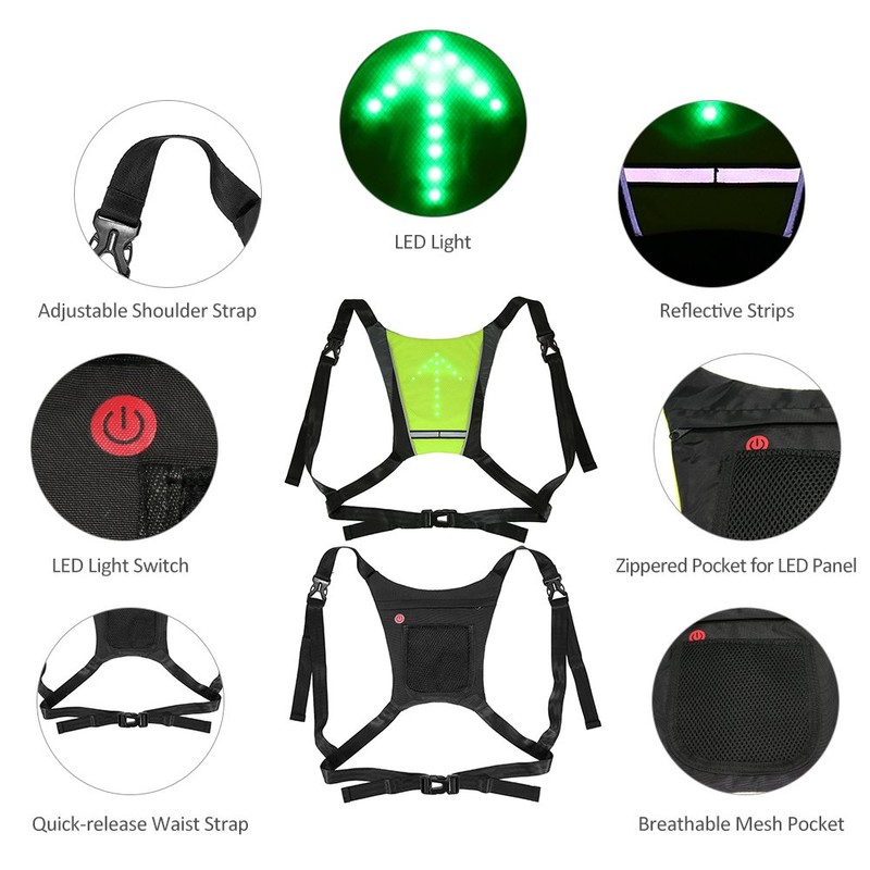 Lixada USB Reflective Vest with LED Indicator Light, Remote Control