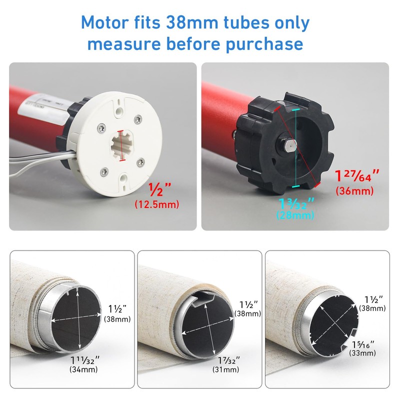 12V Roller Shade Motor Kit – Includes Motor, 12VDC 2A