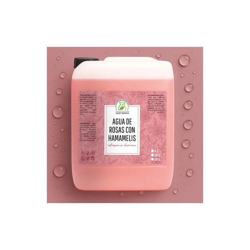 Agua De Rosas Hidratante Con Hamamelis 20 Litros
