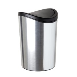 TATAY Bathroom Waste Bin with Tipping Lid, 6L Capacity made of Polypropylene, BPA Free, Metallic, Measures 19 x 19 x 28 cm