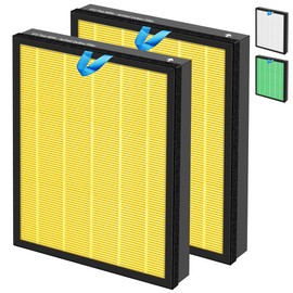 Vital 100S HEPA Pet Allergy Replacement Filter for LEVOIT Vital 100S/100S-P Air Purifier,3-in-1 H13 True HEPA High-Efficiency Activated Carbon Filter,Vital 100S-RF-PA (LRF-V102-YUS), 2 Pack, Yellow