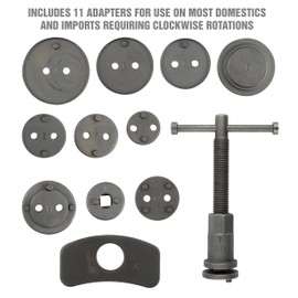 OEMTOOLS 27111 Disc Brake Tool Set, Front and Rear Brake Piston Tool, 11 Adapters Included for Use with Most Cars, Forces or Rotates Pistons into Calipers