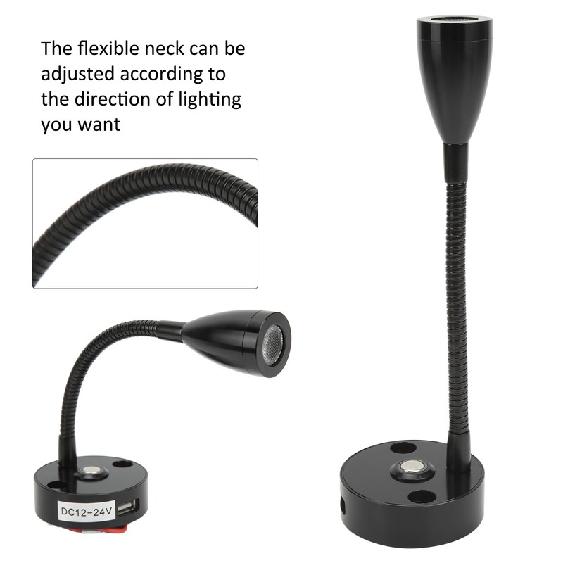 RV Reading Light Flexible Neck 3 Color Light 12‑24V 3W
