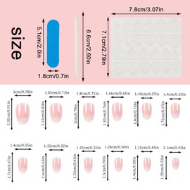 NICENEEDED 24 Pcs White Gradient Press on Nails, Short Fake Nails Natural Ombre Artificial Nail, Full Cover Stick on Nails for Women DIY Nail Decorations