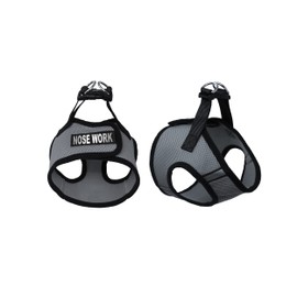 Dogline Boston Step in Mesh Dog Harness with Nose Work Patch No Choke Pet Vest Soft Gentle Padded Chest Halter for Puppies Small Medium and Large Dogs 27 to 31 inches Girth Grey