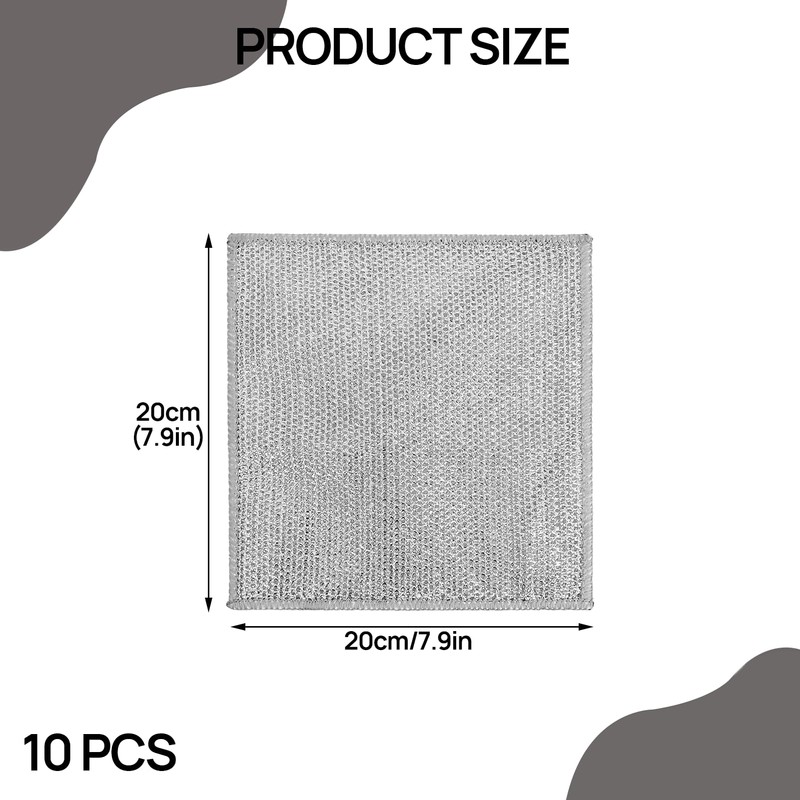 Girihe 10 PCS Double Sided Wire Dishwashing Rags, Multifunctional Non-Scratch