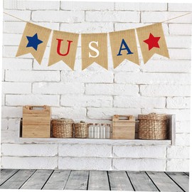 BIUDECO 2pcs Usa Flag Bunting Banner Patriotic Decor for 4th of July Independence Day Freedom Celebration