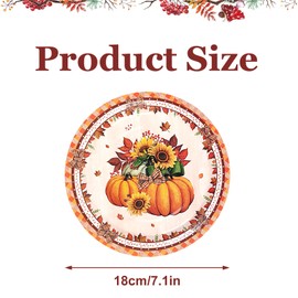 CIEOVO 48 Pack Disposable Plates Fall Pumpkin Maple Leaf Print Party Paper Dessert Plates for Fall Harvest Birthday Wedding Thanksgiving Party Supplies