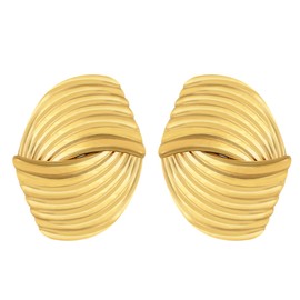 Alilang 18K Gold Plated Textured Geometry Statement Thick Stud Earrings for Women, Gold