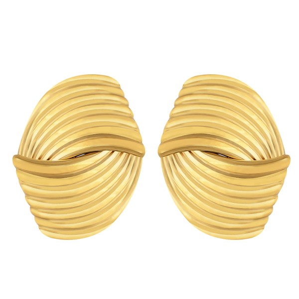 Alilang 18K Gold Plated Textured Geometry Statement Thick Stud Earrings