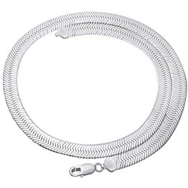 Verona Jewelers Sterling Silver 5.5MM Flexible Herringbone Necklace Flat Snake Magic Chain - Smooth Flat Chain for Men and Women (22.00)