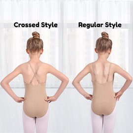 PythJooh Girls' Nude Camisole Undergarment Leotard Basic Seamless Camisole Leotard with Adjustable Straps for Dance/Ballet/Gymnastics