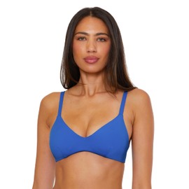 BECCA Women's Color Code Reversible Bikini Top, Adjustable, Tie Back, Swimwear Separates, Ocean Oasis, D
