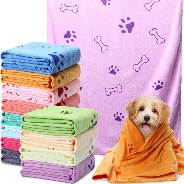 Irenare 12 Pack Dog Bath Towel Set 20'' x 39''
