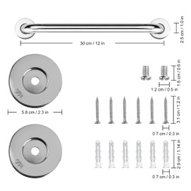 supregear Bathroom Grab Bar Rail, 30.48 cm 304 Stainless Steel Bathroom Handle, Safety Handle, Indoor/Outdoor Auxiliary Handle for Kitchen Bedroom Bathtub, Shower and Steps