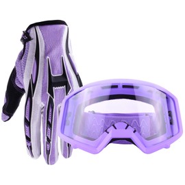 Typhoon Helmets Adult Glove & Goggle Combo Motocross Offroad ATV MX Dirt Bike - Purple - Small