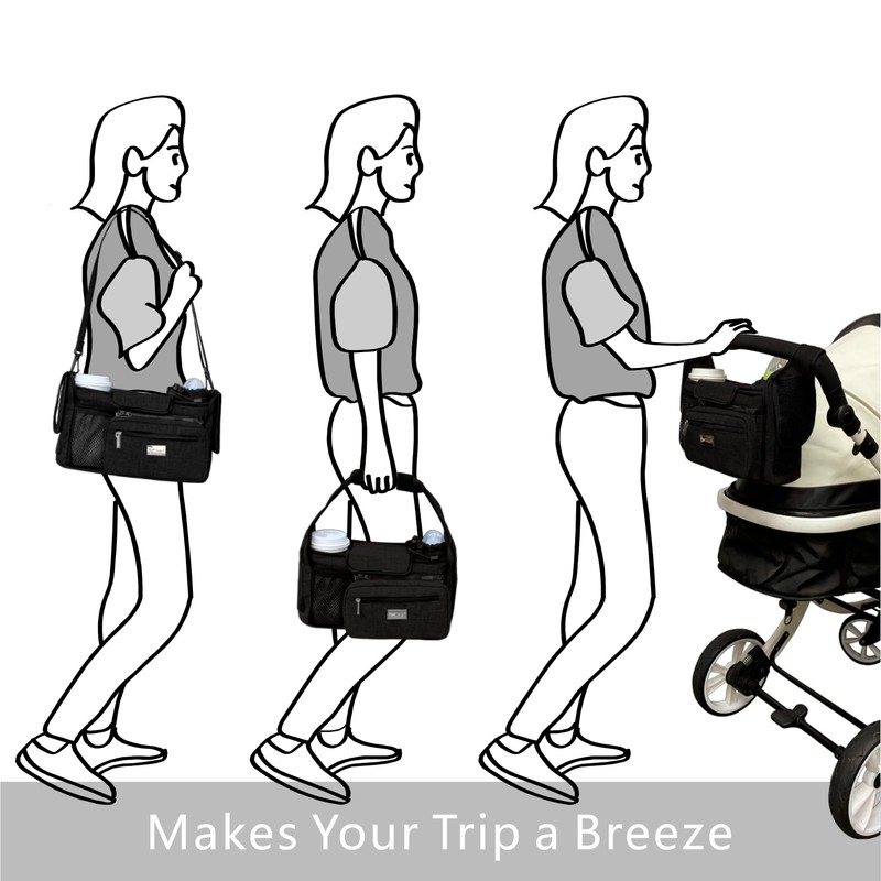 TOPDesign Universal Baby Stroller Organizer, Stroller Caddy with Detachable Mesh