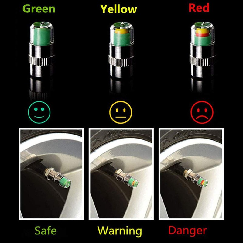 ANCLLO 4Pcs Car Tire Pressure Monitor Valve Stem Caps Sensor