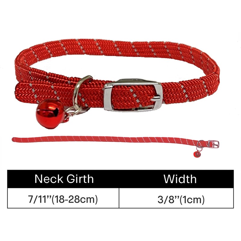 Cat/Kitten Reflective Softweave Collar with Safety Elastic & Bell with