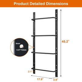 Zwinz 4-Rung Window Well Ladder Straight, Heavy Duty Steel Fire Escape Ladder, Powder-Coated Basement Egress Wall Mounted Ladder 45.2" Lx17.9 W, Black