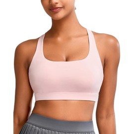 RUNNING GIRL High Impact Sports Bra for Women, Molded Cups Y Back Strappy Sports Bras High Support Yoga Bra(3083_Pink_S)