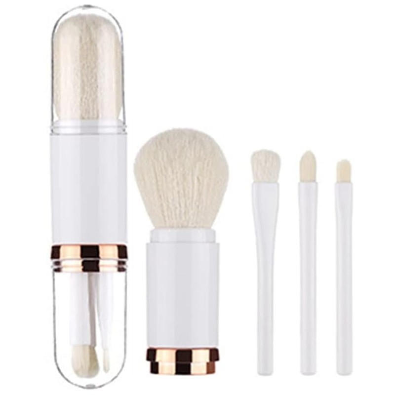Set of 4 Makeup Brushes, Cute, Portable, Capsule, Case Face