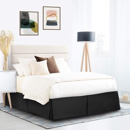 Nestl Black Bed Skirt Queen Size - Queen Bed Skirt 14 Inch Drop - Brushed Microfiber Bed Skirts - Hotel Quality Pleated Bed Skirt - Shrinkage & Fade Resistant