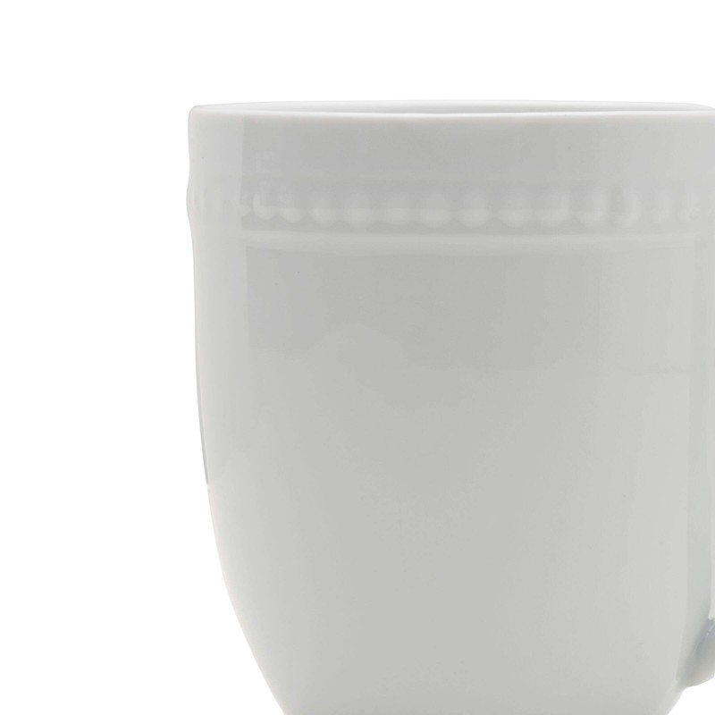 Everyday White Beaded Set of 4 Mugs, 14 ounce